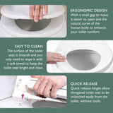 Toilet Seat Elongated, Slow Close Hinges, Four Non-Slip Bumpers, Easy to Install and Clean, Durable Plastic, White – Two Sets of Mounting Parts Included