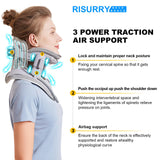 RISURRY Cervical Neck Traction Device Fast Air Pump Neck Brace, Adjustable Inflatable Neck Stretcher with 3 Power Tractions Pain Relief Neck Decompression Tension Relief