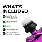 Skull Shaver Butterfly Kiss PRO - Women's Electric Shaver for Bikini Line, Legs & Body - Wet & Dry Use - Ergonomic, Hypoallergenic Blades - 60 Minutes Cordless Use - Purple