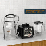 CRANDDI Commercial Blender, 2200W Countertop Blenders with Removable Shield, Quiet Smoothie Blender for Shakes and Ice Crushing (Black)