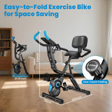 Birdfeel Foldable Exercise Bike, Multifunctional Indoor Stationary Bikes for Home with 8-Level Magnetic Resistance, Quiet Workout Bike with Arm Resistance Bands, LCD Monitor, 300LBS Capacity (Dark Black)