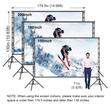 XINLEMY Outdoor Projector Screen and Stand，180-in Portable Projector Screen 15 FT Large Projection Screen，16:9 4K HD Rear Front Wrinkle-Free Movie Screen with Carry Bag for Backyard,RVing Night,Party