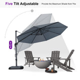 PURPLE LEAF Patio Outdoor Umbrella 11 Feet Round for Pool Light Grey