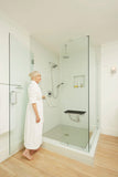 24" x 15" Black Folding Wall Mount Shower Seat Bench, ADA Compliant