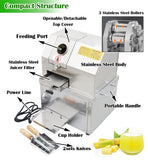 Electric Sugarcane Juicer, Sugar Cane Press Extractor, Stainless Steel 3 Rollers, Detachable Top Cover, Sugarcane Juice Squeezing Machine for Commercial & Home 110V 800W INTBUYING