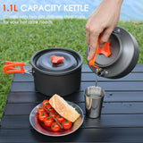 20Pcs Camping Cookware Mess Kit, Non-Stick Lightweight Camping Pots and Pans JUSFANE