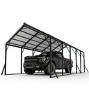 GarveeLife 13x26 ft Metal Carport with Vertical Roof, Heavy-Duty Metal Car Port 120° Steep-Pitch Roof, 133" High-Clearance for Full-Sized Pickups, Tractors, and Bass Boats