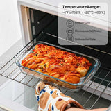 High Borosilicate Glass Baking Tray 3-Piece Set, 2.3 Quarts+1.6 Quarts+1.0 Quarts Rectangular Glass Baking Dish Container for Microwave and Oven, Suitable for Cooking, Baking Bread, Cakes and Meals