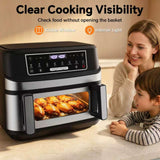 Emphsism 1600W Dual Zone Air Fryer Oven,12.69QT with Divider,Nonstick & Dishwasher-Safe Basket,Match Cook & Smart Finish to Roast,Recipes for Easy Cooking,Digital Touchscreen,Metal Sliver