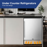 Tylza Outdoor Beverage Refrigerator 24 Inch, Stainless Steel Under Counter Beverage Cooler, 190 Cans Beer Fridge Built-in