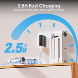 Klarpul Cordless Vacuum Cleaner, 2 Batteries 140 Mins Runtime 600W 50Kpa Stick Vacuum Cordless, Self-Standing Vacuum Cleaners for Home with 2.5H Fast Charging, for Floor/Carpet/Pet Hair, White