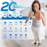 Lepulse Smart Body Fat Scale with Heart Rate, 4.68" Large Display BMI Scale, 20 Body Composition Metrics: Muscle Mass, Body Fat Percentage, Bluetooth Digital Bathroom Scale with App for Home Fitness