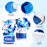 Kids Boxing Gloves, Boxing Gloves for Children 3-9 Youth Boys Girls Toddler PU Cartoon Sparring Training Boxing Gloves for Punching Bag, Kickboxing, Muay Thai, MMA (Blue) KUYOU