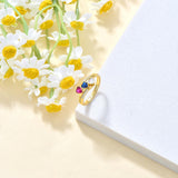 Oseew 14k gold mother Ring 14k Gold Personalized 3 Birthstones Rings for Women Personalized 3 Birthstones Rings 14k yellow gold Mother's Ring With 3 Names Mother Daughter Ring