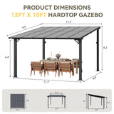 Aoxun 12’x10’ Gazebo for Patio, Gazebo Pergola with Sloped Roof, Black