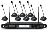 Pyle 8 Channel UHF Wireless Conference Microphone System with 8 Gooseneck Mics, 300 Ft Range, Selectable Frequencies & Rack Mount Receiver for Meetings, Presentations & Events