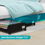 4 Pack Under Bed Storage with Wheels, Under Bed Shoe Storage Organizer with PVC Clear Window, Lids and Label (Black) oylik