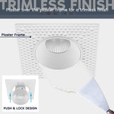 LUXRITE 3 Inch Trimless LED Recessed Lighting, 15W, 1100LM, 5CCT Selectable 2700K-5000K, Dimmable Ceiling Spotlight, CRI 90, Damp & IC Rated, Plaster Downlight, ETL Listed (6 Pack)