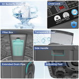 Nictemaw Portable Washing Machine, 20Lbs Capacity Full-Automatic Portable Washer, 2.8Cu.ft Washer and Dryer Combo with Drain Pump, LED Display, 10 Programs & 8 Water Levels for Apartment Dorm RV