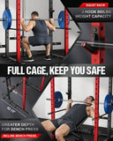 Goimu C1-V4 Power Cage, 2000LBS Squat Rack with LAT Pulldown, Multi-Function Weight Cage Strength Training Machine, Workout Cage with More Attachments (C1-SE RD)