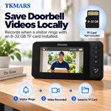 TKMARS Doorbell Camera Wireless No Subscription No WiFi Needed with PIR Motion Detection, Video Doorbell with Monitor Screen, Active Wake-Up Door Bell 170° Wide Angle for Home/Apartment/Seniors