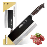 ZHANG XIAO QUAN Professional Meat Cleaver Knife Damascus Steel, Heavy Duty Kitchen Knife with Ultra Sharp Blade, Comfortable Ergonomic Wooden Handle(Black)