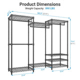 VIPEK V5C Heavy Duty Covered Clothes Rack Portable Closet Rack, Black Metal Clothing Rack with Black Upgarded Polyester Cover, Adjustable Custom Freestanding Closet Wardrobe, Max Load 800LBS