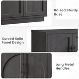 Hotmeily 30.7" Tall Arched Entertainment Center,Black Grey Oak