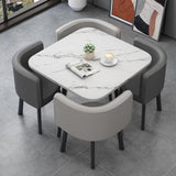 Square Kitchen Dining Table & Chairs Set of 4, Office Conference Negotiation Club Reception Table, Light & Dark Gray