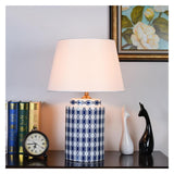 Table Lamp Porcelain Vase Desk Lamp Painting Glazed Bedroom Bedside Lamp with Fabric Lampshade Study Reading Lamp Office Night Lamp