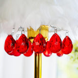 H&D HYALINE & DORA 10pcs Bauhinia Crystal Suncatcher Prisms Chandelier Beads Replacement 38mm Hanging Crystals Ornament Pendant for Window Wedding Party Decor,Red