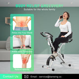 BARWING Stationary Exercise Bike for Home Workout, 5 IN 1 Foldable Indoor Cycling Bike for Seniors, 350LB Capacity, 16-Level Magnetic Resistance, Seat Backrest Adjustments