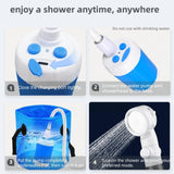 Portable Shower for Camping, Rechargeable Portable Camping Shower Pump with USB-C, Camp Shower with 3 Spray Modes, Outdoor Shower Kit for Camping, RV, Travel, Pet Bath, Watering Plants (+ Mesh Bag)