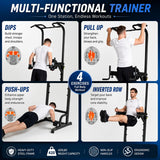 BARWING Pull Up Bar Station Power Tower Adjustable Height Dip Bar Dip Station with 3D Backrest Multi-Function Home Gym Strength Training Fitness Equipment 550LBS