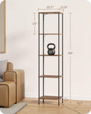 EDISHINE RGBW Standing Lamp, 5-Tier Display Shelf with Light, Adjustable Brightness & Color Temperature, 3 Lighting Modes, Remote Control, Stable Floor Lamps for Living Room, Fire-Burned Wood Color