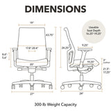 HON Ignition 2.0 Ergonomic Office Chair, Lumbar Support, Desk Chair, Frost