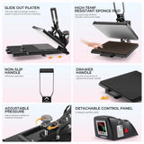 Whubefy Heat Press 15x15 Slide Out, Industrial-Quality Clamshell Sublimation Heat Transfer Machine