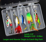TB Tbuymax Fishing Spinner Baits for Freshwater and Saltwater, 10pcs Rooster Tail Fishing Lures & Spinning Spoons, Hard Metal Baits for Bass Trout Salmon with 2 Tackle Boxes