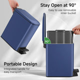 Slim Bathroom Trash Can with Lid Soft Close, Step Pedal, 6 Liter / 1.6 Gallon Stainless Steel Trash Bin