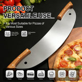 20-Inch Pizza Rocker Blade Cutter, Stainless Steel with Double Wooden Handles, Professional Pizza Slicer (Silver)