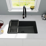 MONSINTA Black Kitchen Sink, Matte Black Granite Composite Kitchen Sinks with Accessories, 30 Inch Undermount Quartz Stone Kitchen Sinks, 30" x 19" x 9" Large and Deep Single Bowl Kitchen Sinks