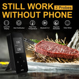 EIHO Wireless Bluetooth Meat Thermometer with 2 Ultra-Thin Probes, Smart Digital Food Thermometer 600FT Remote Range, Standalone Smart Base