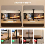 SIBRILLE LED Desk Lamp for Home Office - Dimmable Computer Desk Light with Clamp, Modern Architect Task Lamp with Color Changing, Flexible Desktop Lamp with Gooseneck for Monitor, Double Head, Black