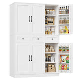 HITHOS 71" Tall Kitchen Pantry Storage Cabinet w/Drawers & Shelves, White