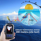 Gain Express Fish Finder Wireless Sonar Sensor 125kHz 45M/147Ft Depth Alarm LCD Display