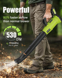 Cordless Leaf Blower - 2x5.2Ah Battery, 23500 RPM Max Power, 7-Speed Control, 2 Extended Tubes for Lawn Care, Patio Cleaning, Blowing Leaves and Dust