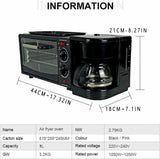 3 in 1 Versatile Breakfast Station, Breakfast Maker with Frying Pan and Coffee Machine, Portable Oven Breakfast Maker for Apartments Kitchenettes