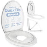 Jool Baby Quick Flip Toilet Seat with Built-in Potty & Splash Guard for Toddler Training, Slow Close (Elongated)