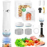 KITHELP Vacuum Sealer for Food, 3-in-1 Food Saver Vacuum Sealer Machine + 16 Reusable Vacuum Bags, Compact Handheld Vacuum sealer with 10 Mason Jar Lids and Wine Stopper for Mason Jar, Wine Bottle