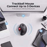 seenda Wireless Trackball Mouse, Ergonomic Bluetooth Mouse,Black&Red
